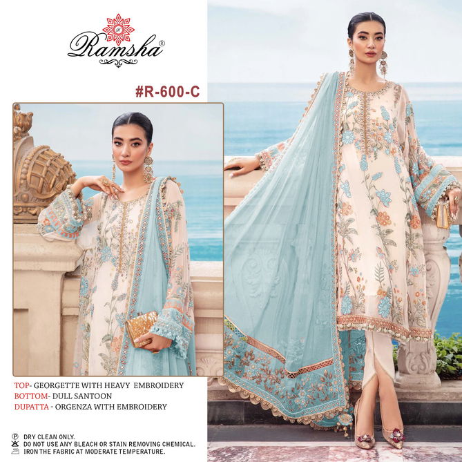 Ramsha R 600 Nx Georgette Pakistani Dress Material Catalog
